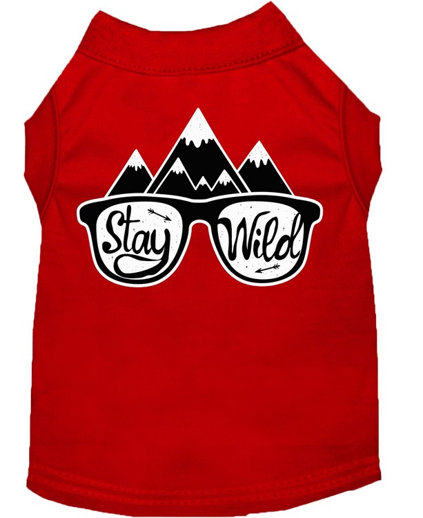 Stay Wild Screen Print Dog Shirt Red XL